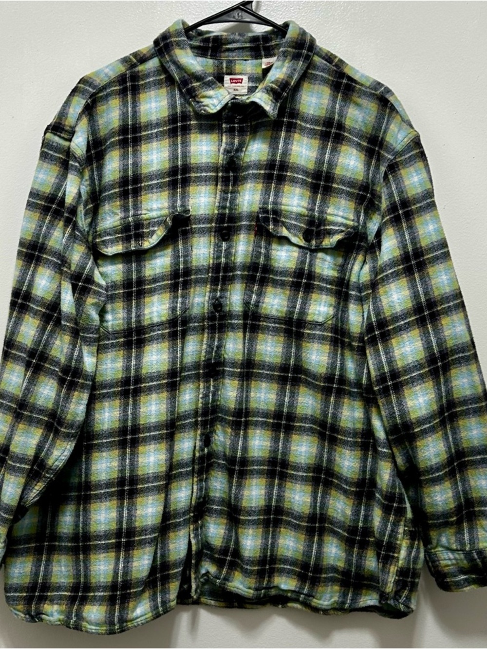 Levi's Green Black Plaid Button-Down Shirt‎